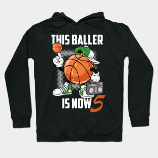 I'm 5 Basketball Theme Birthday Party Celebration 5th Hoodie